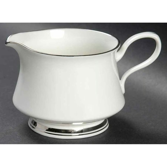 Lenox Other - Vtg Oxford by Lenox Lexington Bone China Creamer White Platinum Trim USA Made